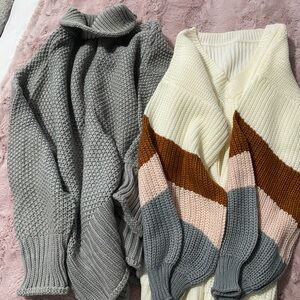 Amazon Gray and Multicolor Knit Sweater Duo